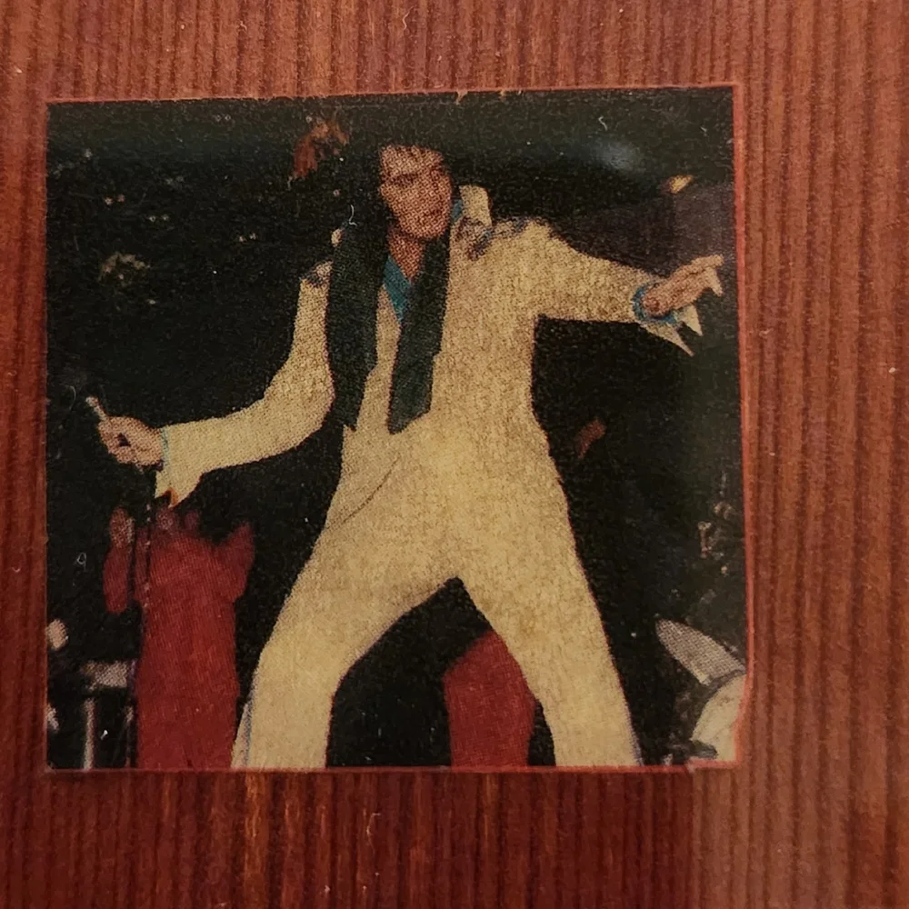 Vintage Elvis Presley Lacquered Wood Wall Clock 11.25x13.25x5/8th